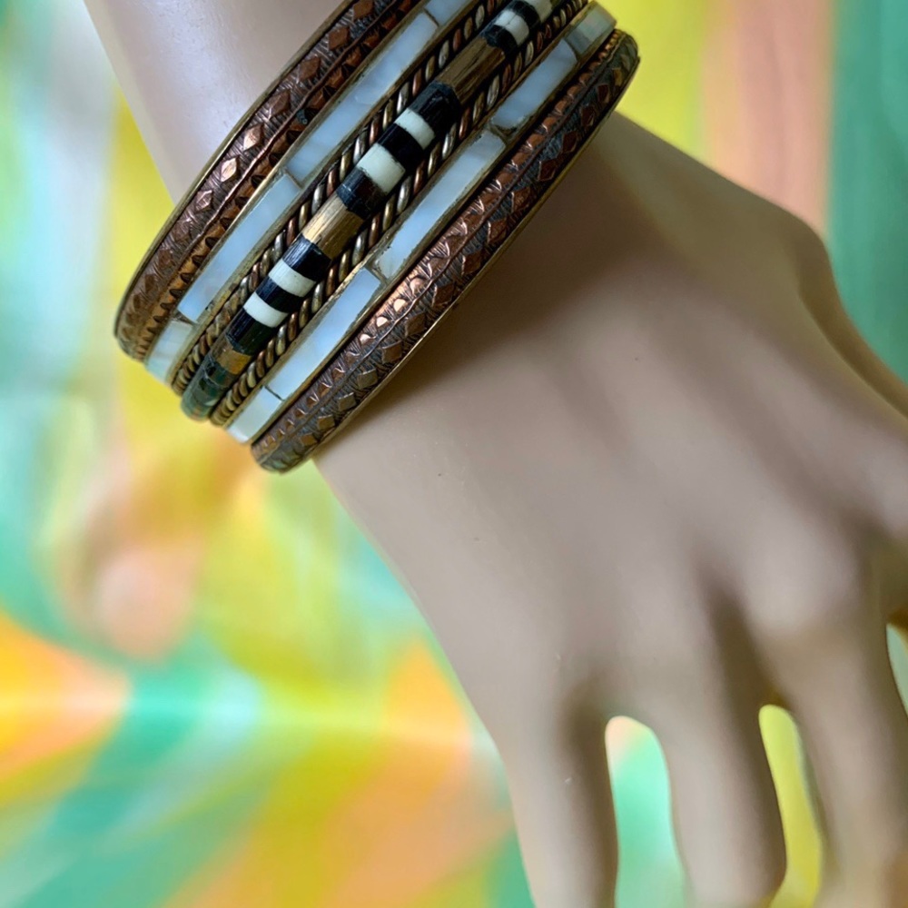 Brass Bangle with shell inlay made in India